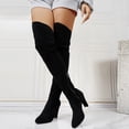 thumbnail image 2 of Xfvqtps Womens Thigh High Boots Pull on Side Zipper Chunky High Heel Pointed Toe Suede over the Knee Boots, 2 of 7
