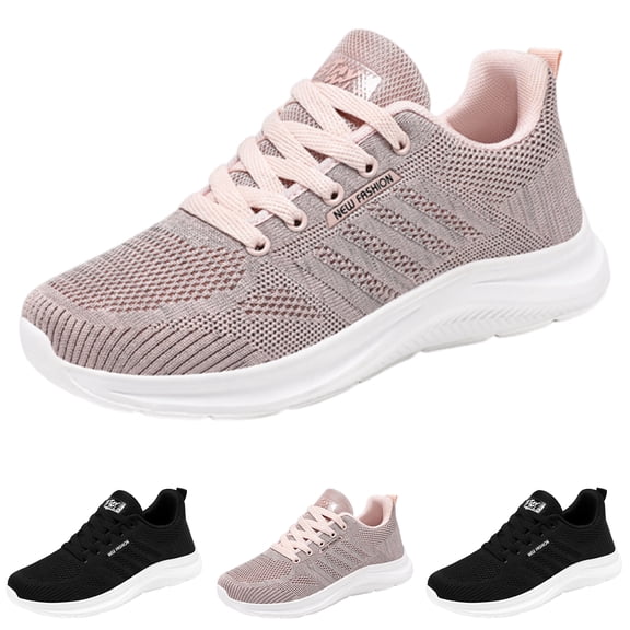 Domzle Womens Sneakers Lightweight Tennis Walking Shoes Sports Running Shoes for Woman Mesh Breathable Gym Fashion Sneakers Athletic Comfortable Casual Pink