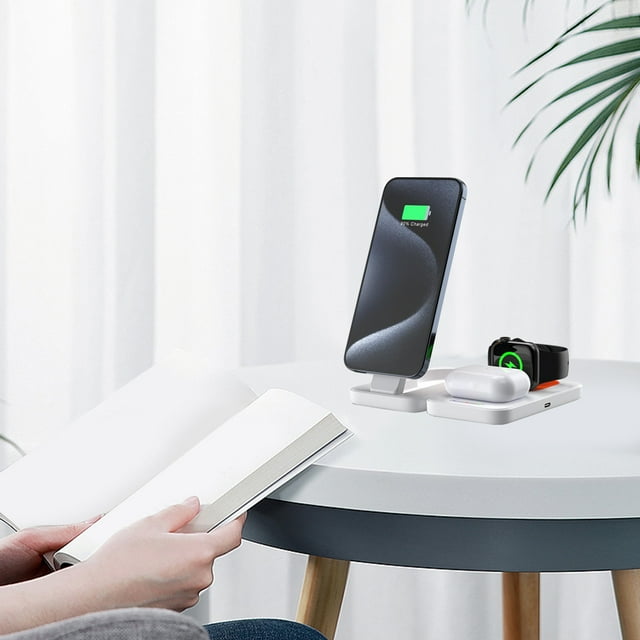 YCYHDS Multifunctional Foldable Wireless Charging For Android And IOS Smart Phones Watches Earphones 3-in-1 Magnetic 15W Wireless Fast Charger With LED Light Clearance Sales Today Deals Prime