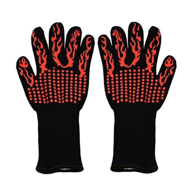 Guantes para barbacoa Guantes resistentes al calor Guantes para asar Guantes de silicona para horno Guantes de cocina para cocinar hornear Rojo