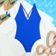 thumbnail image 4 of Trajes de baño de una pieza para mujer Traje de baño de cuello en V de color sólido para mujer Traje de baño de bikini dividido Traje de baño para mujer, 4 of 5