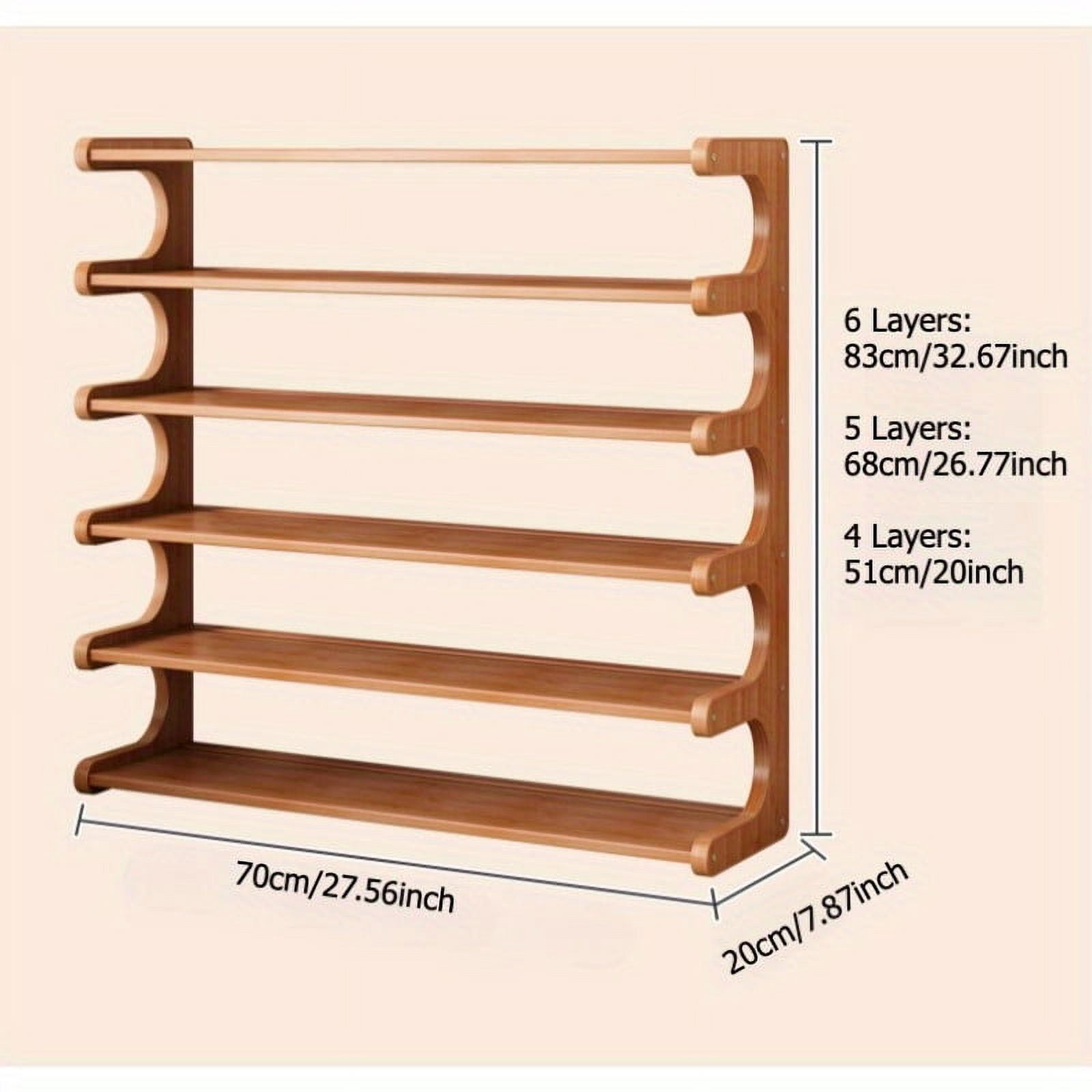 4/5/6 Tier Bamboo Shoe Rack – Wooden Shoe Organizer Shelf for Entryway, Closet, or Garage, Holds Up to 24 Pairs, Space-Saving & Easy to Assemble