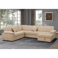 thumbnail image 5 of Kingway 4 Piece Upholstered Corduroy Sleeper Sectional Sofa With Storage Chaise, 5 of 8