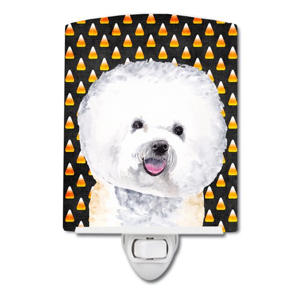 Caroline's Treasures SC9173CNL Bichon Frise Candy Corn Halloween Portrait Ceramic Night Light, 6x4x3", multicolor