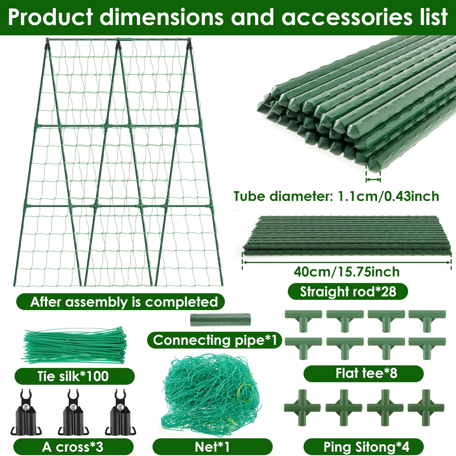 Threns Plant Climbing Frame Vegetable Trellis Garden Trellis Outdoor Plant Trellis,Easy to Install,1Set
