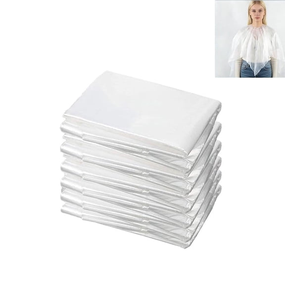 DAPRZIY 10 Pcs Disposable Hair Salon Capes, 39x39 Inches Clear Plastic Waterproof Barber Capes for Hair Cutting, Dyeing, Perming, Shampoo - Durable & Easy to Use