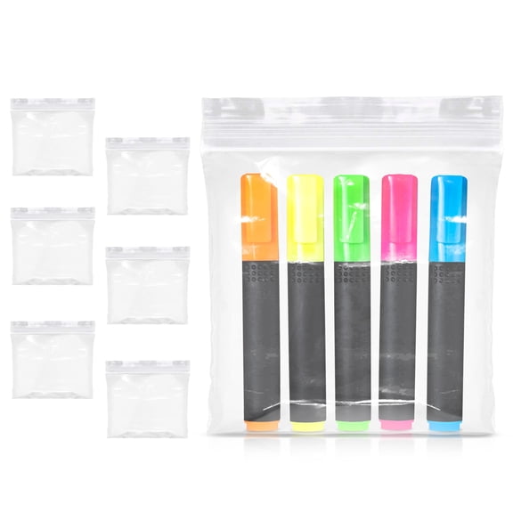 Clear Polypropylene Zip Bags, 2 Mil High-Clarity Resealable, 100 Count, 6 x 6 in