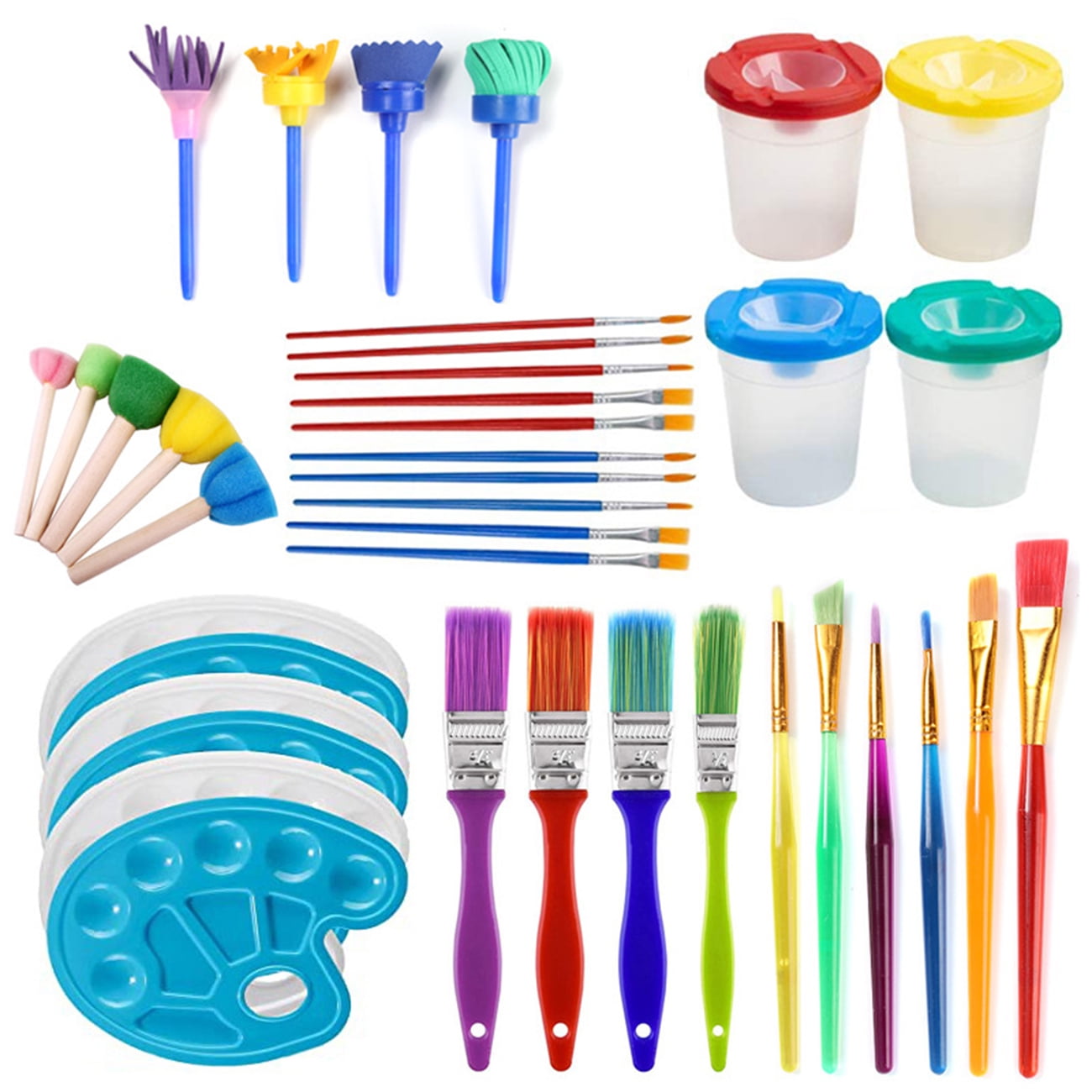 Foam Art Craft Drawing Tools Children Early DIY Learning Paint Sets 32pcs  Kids Paint Sponges Set With Waterproof Apron And