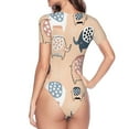thumbnail image 4 of Easygdp Cute Ink Drawn Elephants Women's One-Piece Swimsuit Slim Fit Crew Neck Bodysuit Athletic Swimwear with Concealed Buckle - Medium, 4 of 9