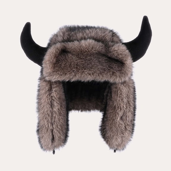 Fewfanhot Men's Trooper Trapper Hat Warm Winter Hats with Earflaps Faux-Fur Hunting Skiing Outdoor Hat