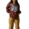 thumbnail image 3 of Yuemengxuan Women's Skull Skeleton Print Hoodies, Long Sleeve Zip Up Loose Sweatshirts, 3 of 9