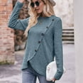 thumbnail image 4 of BLTIBY Long Sleeve Shirts for Women Knit Round Neck Button Dressy Solid Color Sweater Blouse Autumn Lightweight Casual Tunic Tops Blue XL, 4 of 7