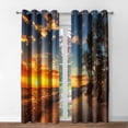 thumbnail image 2 of Tropical Ocean Sunset Blackout Curtains Sea Beach Seaside Palm Tree Dusk Nature Scenery Print Decor Home Apartment Bedroom Living Room Darkening Grommet Window Drapes 2 Panel Set,52"x84", 2 of 6