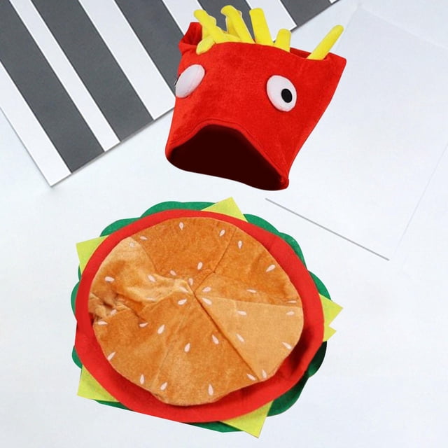 Sombreros de comida Yinane para Halloween hamburguesa y papas fritas