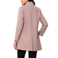 thumbnail image 3 of Abrigo de mujer INSPIRE CHIC de longitud media, con cuello alto, de un solo botón, abrigo de invierno, color gris y rosa, talla XS, 3 of 6