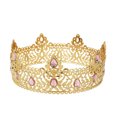 thumbnail image 4 of Round Wedding King Tiara Headpiece For Men Rhinestone Royal Crown Hair Ornaments Important Occasion Head Jewelry Accessories, 4 of 8