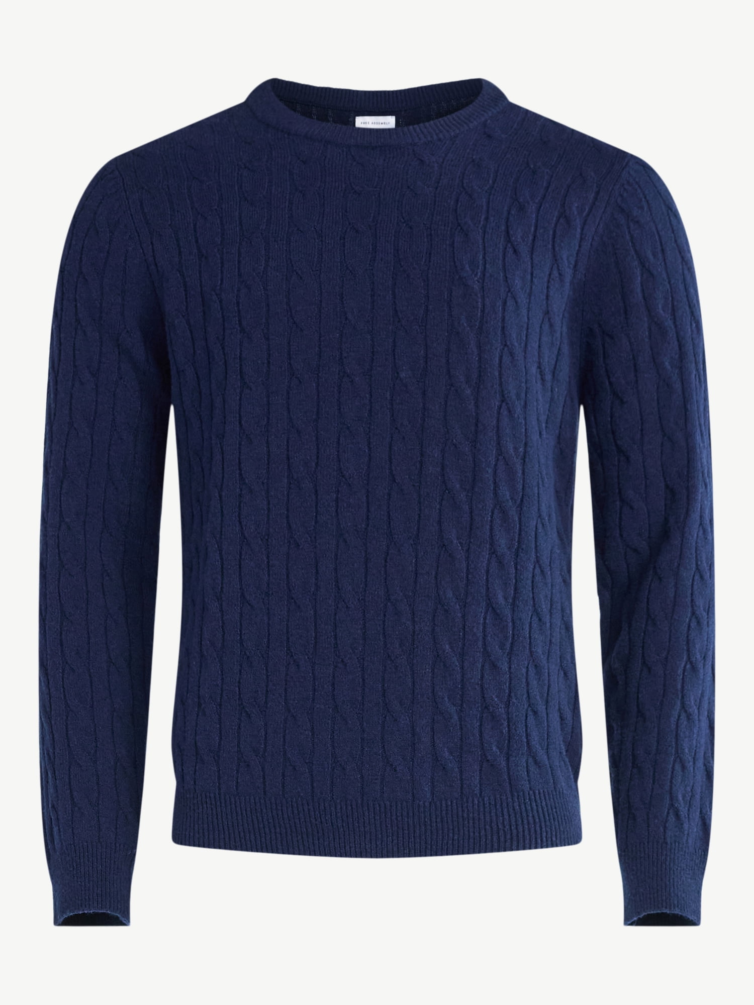 Free Assembly Men's Classic Cable Knit Sweater, Sizes XS-3XL
