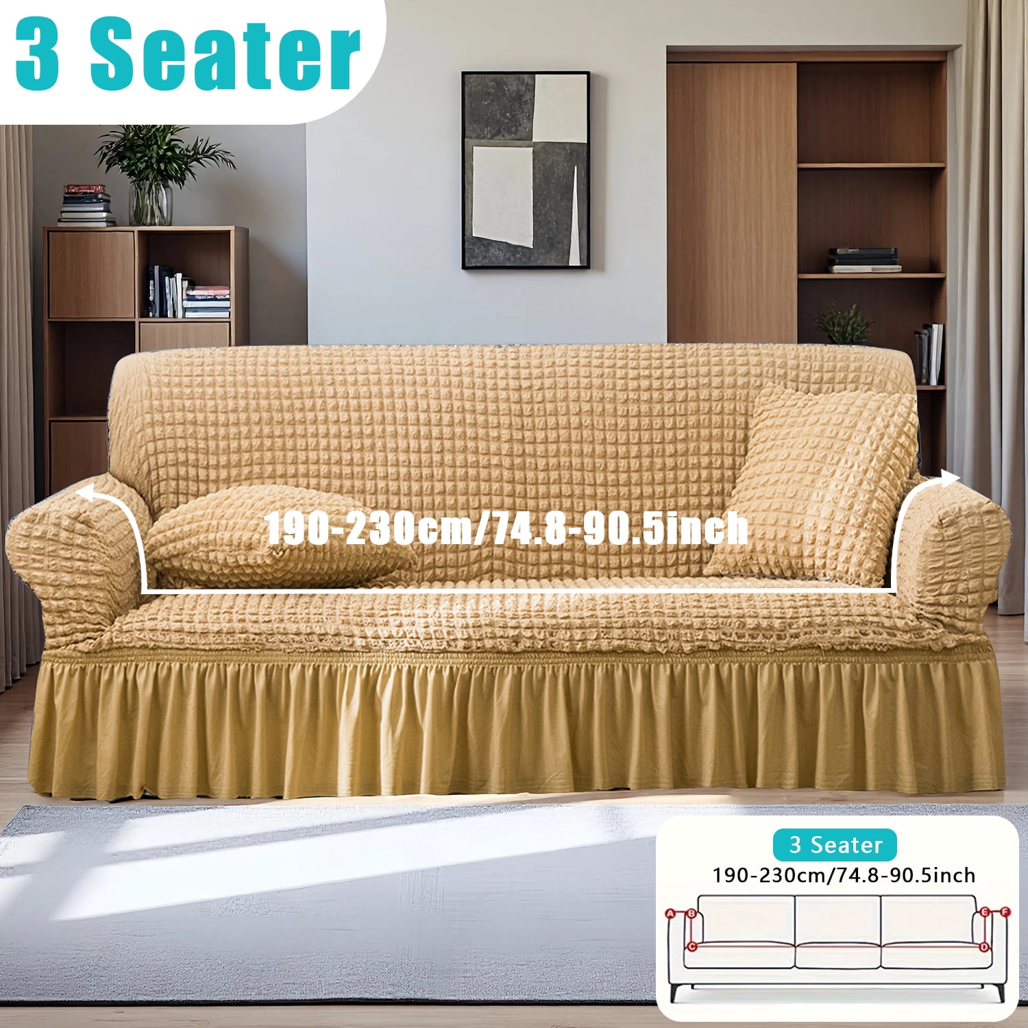 Non-slip Sofa Cover, Reusable Dust-Proof Protector for 1-4 Seater Couches, Indoor & Outdoor Use Weather Resistant Cushions