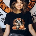 thumbnail image 3 of Graphic T-Shirt Just a Girl Who Loves Pumpkin Spice Raccoon Coffee Print for Women, Heliconia, Size S, 3 of 6