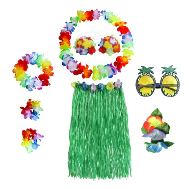 Conjunto de Traje de Falda de Hierba Hawaiana Sunnimix 60 cm Verde