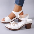 thumbnail image 7 of Women’s Orthopedic Platform Wedge Sandals, Leather Cushioned Open Toe Ladies Sandals with Arch Support, Anti-Slip Summer Beach Walking Footwear White 9, 7 of 7