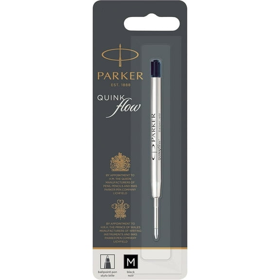 Parker Quinkflow Ballpoint Pen Ink Refill, Medium Tip, Black