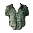 thumbnail image 4 of Bovemsi Women Cotton Shirt Printed Fashion Down Shirts Casual Tops Short Sleeve Blouse, Green Women's Summer Shirts, M, 4 of 4