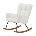 thumbnail image 2 of Comfy Upholstered Lounge Chair Rocking Chair With High Backrest, For Nursing, Reading & Relaxing Off White, 2 of 9