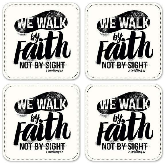 Vinyl Drink Coasters - Set of 4 - We Walk By Faith