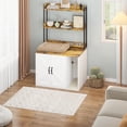 thumbnail image 7 of 55" Cat Litter Box Enclosure, Hidden Wooden Cat House with 2 Storage Shelves for Living Room Entryway, 7 of 7