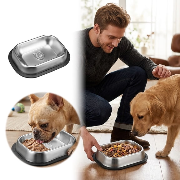 Square Pet Bowl Stainless Steel Feeding Water Bowl for Cats and Dogs of All Sizes Dishwasher Safe Daily Pet Feeder