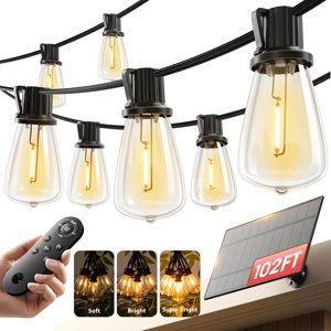102FT(96+6) Solar String Lights Outdoor with USB Port Remote Control