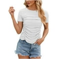 thumbnail image 3 of WREESH Women's Ruched Crop Top Elegant Solid Color Asymmetric Neck Summer Blouse White, 3 of 5
