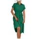 thumbnail image 1 of Vestido camisero midi elegante con cuello en V para mujer - Vestido informal de manga corta y largo hasta la rodilla - Atuendo de verano para fiestas de trabajo, 1 of 6