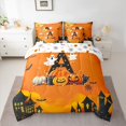 thumbnail image 4 of Homewish Halloween ABC Print A 7-Piece Twin Bedding,Cartoon Pumpkin Lantern Bedding Comforter Set,Halloween Reversible, 4 of 8