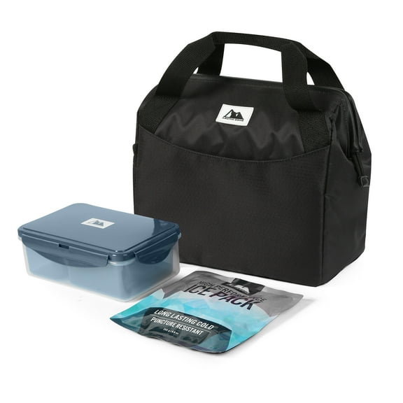 Arctic Zone High Performance Meal Prep Lunch Bag Combo, Black