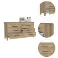 thumbnail image 4 of DEPOT E-SHOP Paris 6 Drawer Double Dresser -Six Drawers, Four Legs, Countertop-Light Oak/White. For Bedroom, 4 of 5
