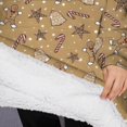 thumbnail image 3 of Oversized Wearable Blanket Hoodie,Brown Christmas Pattern Sherpa Blanket Hoodie with Super Pockets,Super Warm Fuzzy Pullover for Women & Men, 3 of 6