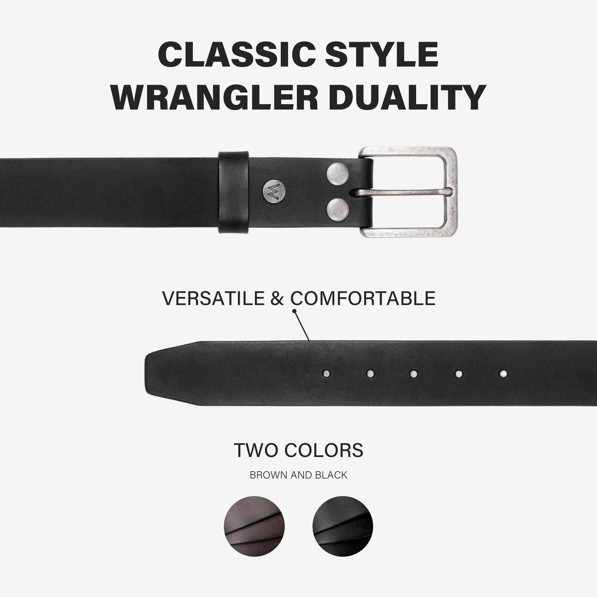 Wrangler Men's Genuine Leather Belt with Removable Buckle photo 4