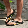 thumbnail image 3 of Rokment Men's Beach Athletic Flip Flops Indoor Outdoor Casual Comfortable Walking Slip on Thongs Summer Beach Barefoot Water Sandals for Swimming Pool Shower Bath Black Size 7.5, 3 of 5