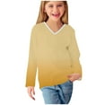 thumbnail image 6 of Piuwrlz Kids Long Sleeve Shirts Girls T-Shirts Printed V-neck V-neck T Shirt Tops Yellow Size 13 Years, 6 of 8