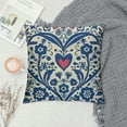 thumbnail image 2 of Nawypu  Floral Throw Pillow Cover Vintage Style Flower Heart Bird Navy Blue White Square Pillow Case Cushion Cover for Home Car Decorative, 2 of 5