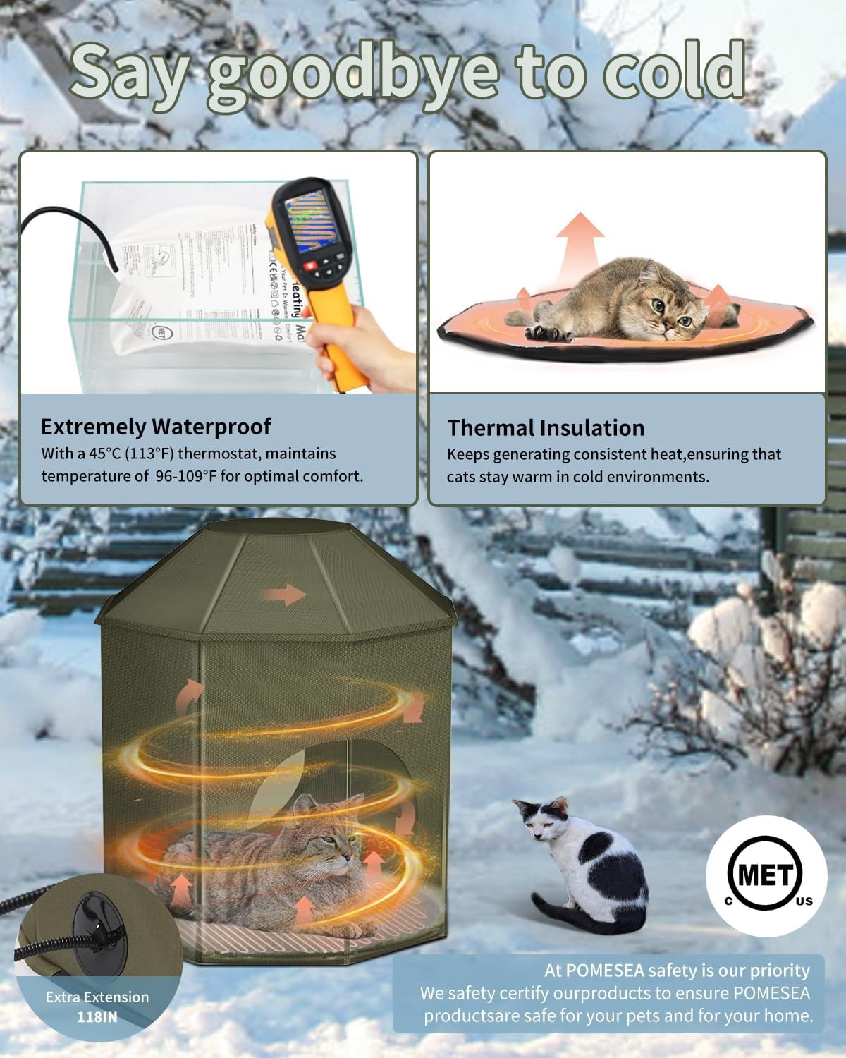 Heated Outdoor Cat House Weatherproof Cat Small Dog Warm Pet Shelter Carrier NEW PP10_Green