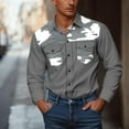 thumbnail image 4 of Mens Printed Dress Shirts Long Sleeve Regular Fit Button Down Shirt Casual Double Pockets Workwear Shirt Blouse, 4 of 6