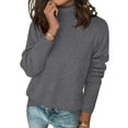 thumbnail image 2 of Fshiont 2026 New Turtleneck Sweaters for Women Long Sleeve Knitted Slim Pullover Soft Comfortable Casual Tops Fall Winter Dark Gray L, 2 of 5