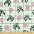 thumbnail image 2 of Ambesonne Leaf Print Fabric by the Yard Upholstery, Zebra Silhouette Leafage, 3 Yards, Pink Pale Grey, 2 of 5