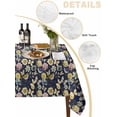 thumbnail image 5 of Vintage Flower Rectangle Tablecloth, Yellow Spring Floral Leaf Pastoral Birds Navy Blue Waterproof & StainResistant Tablecloth, Washable Oil-proof Table Cover for Dining/Party/Wedding 54x108 In, 5 of 9