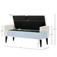 thumbnail image 3 of Armed Indoor Storage Bench With 2 Round Pillows, 47 inches Ottoman with Storage, Velvet Bench Safety Hinge Ottoman Armrest, Large Storage Bench,for Bedroom Living Room Porch Entryway,White, 3 of 9
