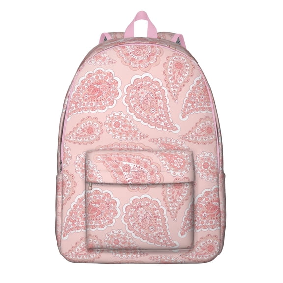 Floral Boho Chic Paisley Backpack for Women, Artistic Ethnic Mandala Pattern Canvas School Bookbag, Vintage Daypack