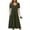 *1-Army Green, variant on Women's One-Piece Short Sleeve Midi Dress,Ladies Drawstring Waist Dress with Pockets,Side Slit T-Shirt Dress for Women,Gray,S-2XL